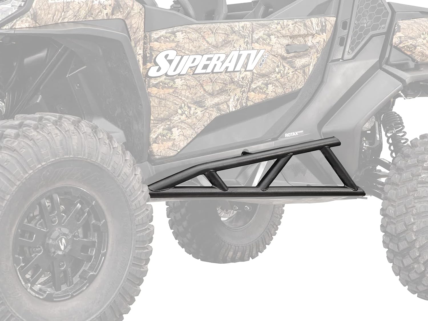 SuperATV Nerf Bars / Tree Kickers / Rock Sliders for 2021+ Can Am Commander 1000R DPS / 1000R XT / 1000R XTP | Black | Bolt-On | 1.75” Diameter Steel