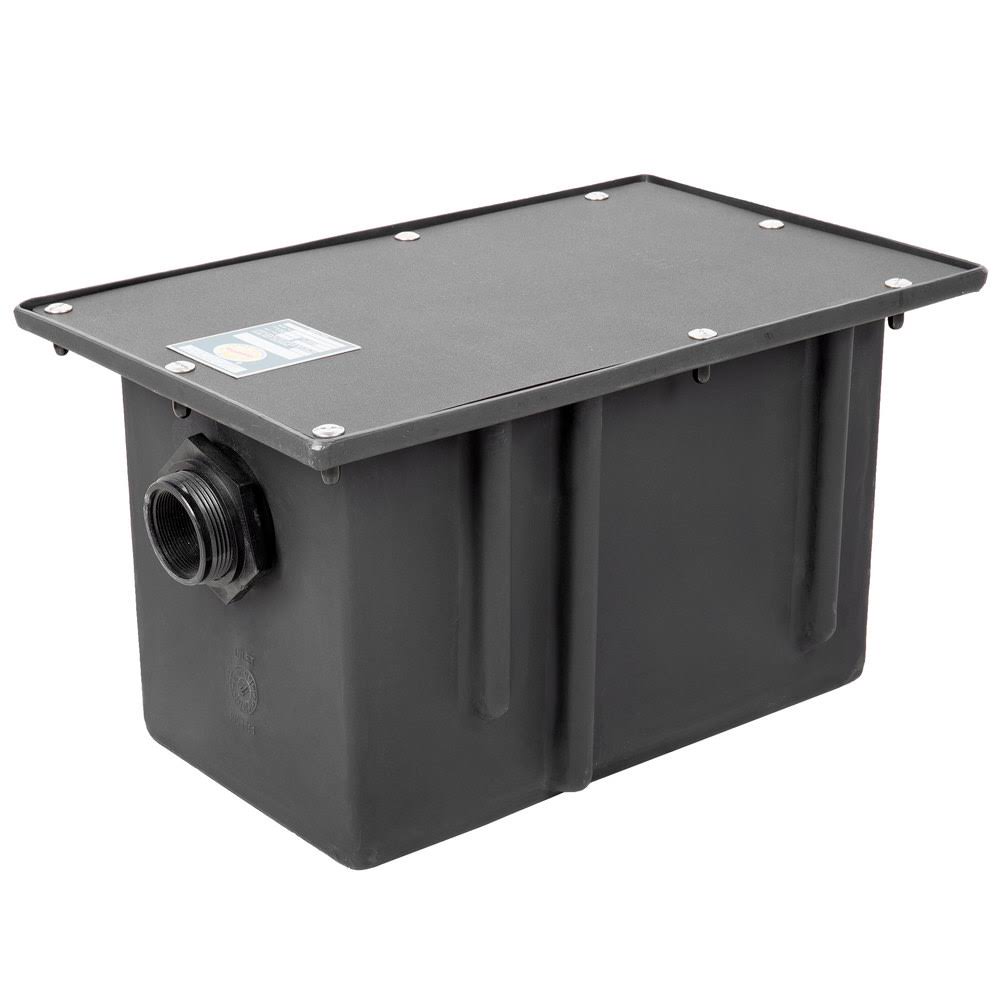 20 lb Capacity 10 GPM Plastic Grease Trap with 2x22 Threaded Connections u0026 Flow Control Device, Ashland PolyTrap (4810)