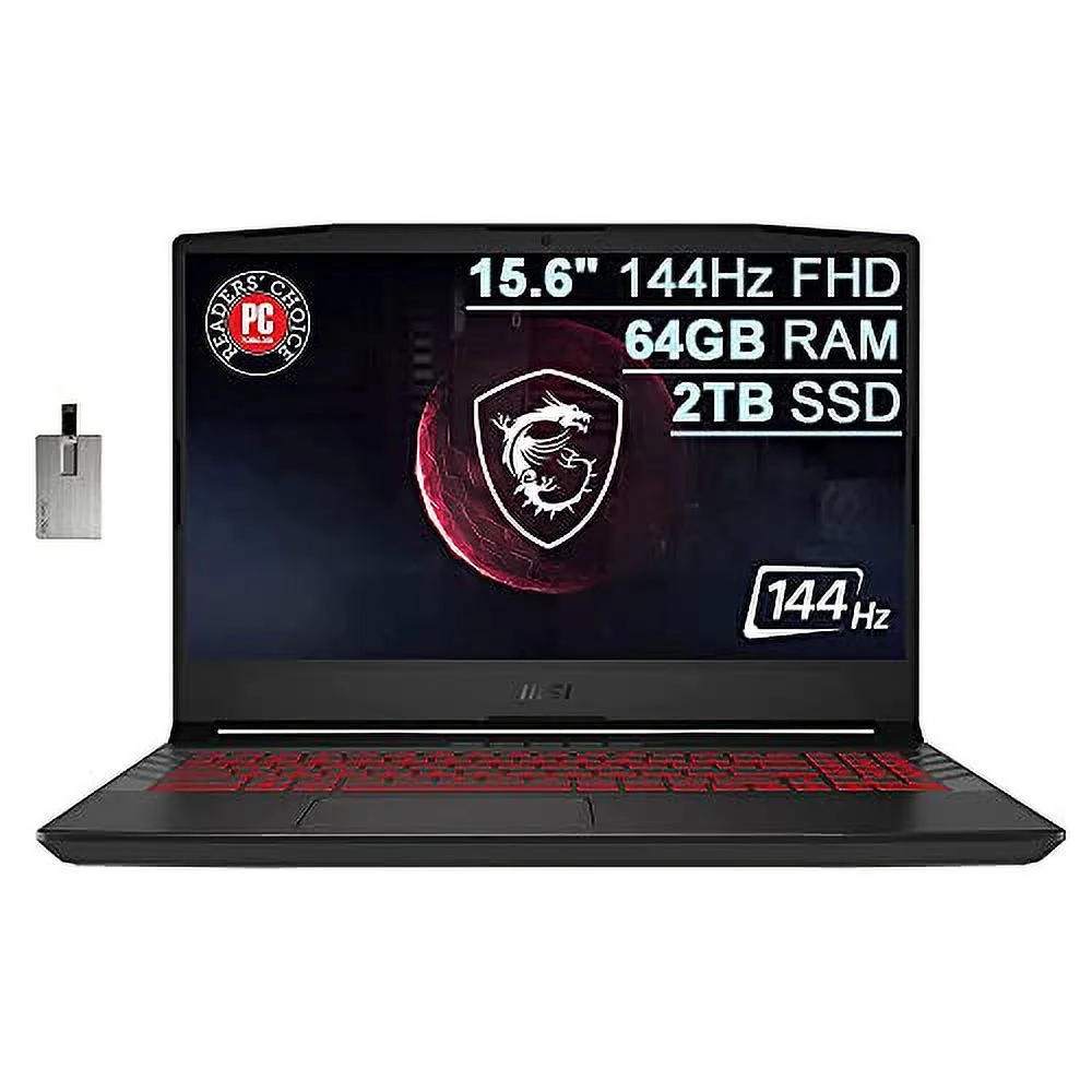 2022 MSI Pulse GL66 15.6" 144Hz FHD Gaming Laptop Computer, Intel Core i7-11800H, 64GB RAM, 2TB PCIe SSD, Backlit Keyboard, NVIDIA GeForce RTX 3070