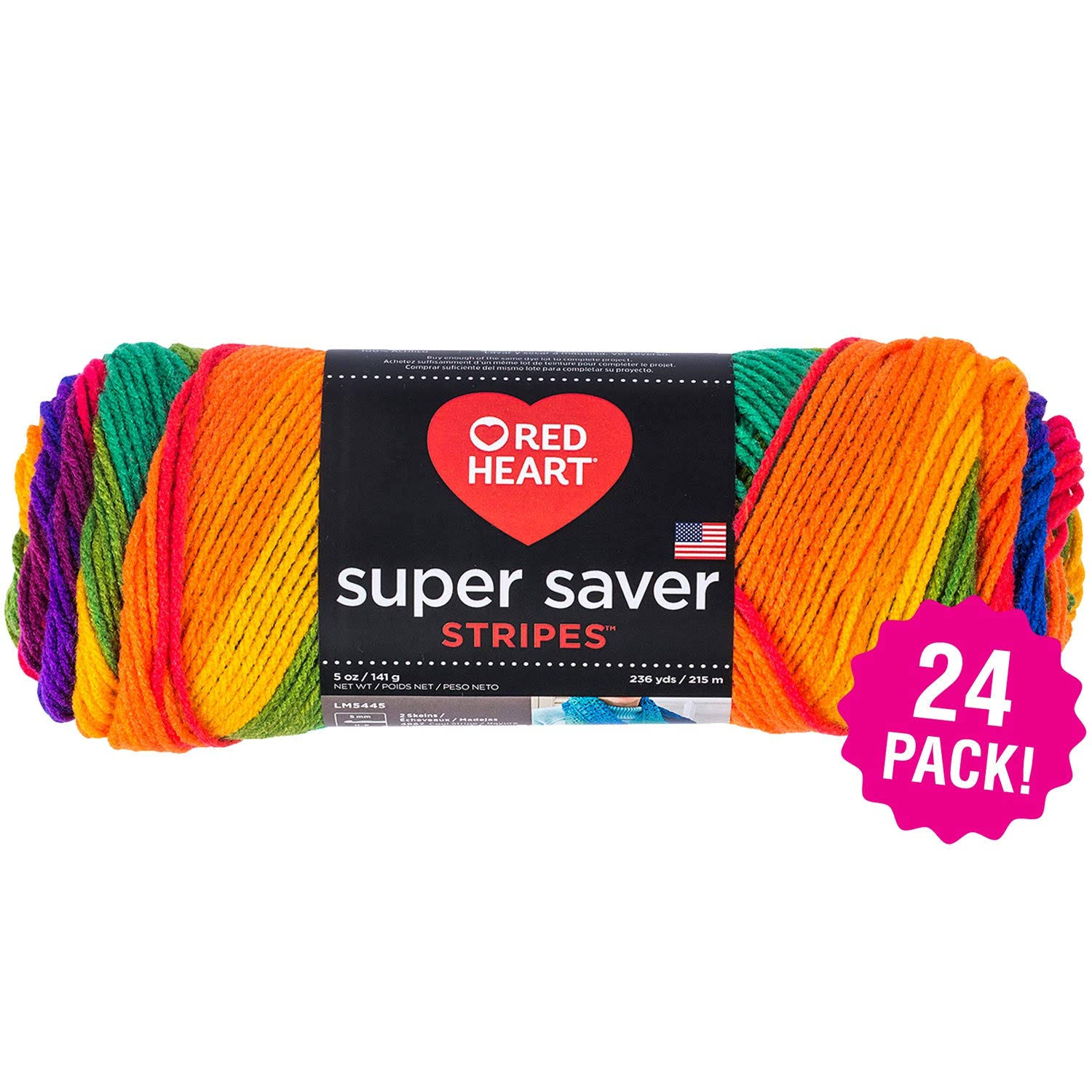 Red Heart Multipack of 24 Favorite Stripe Super Saver Yarn
