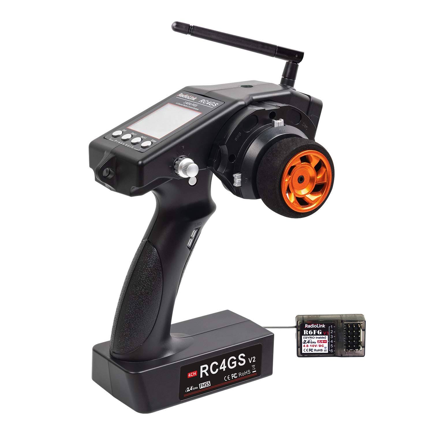 Radiolink RC4GS V2 2.4G 4 Channels RC Transmitter and Gyro Receiver R6FG Radio Controller for Crawler Truck Car Boat