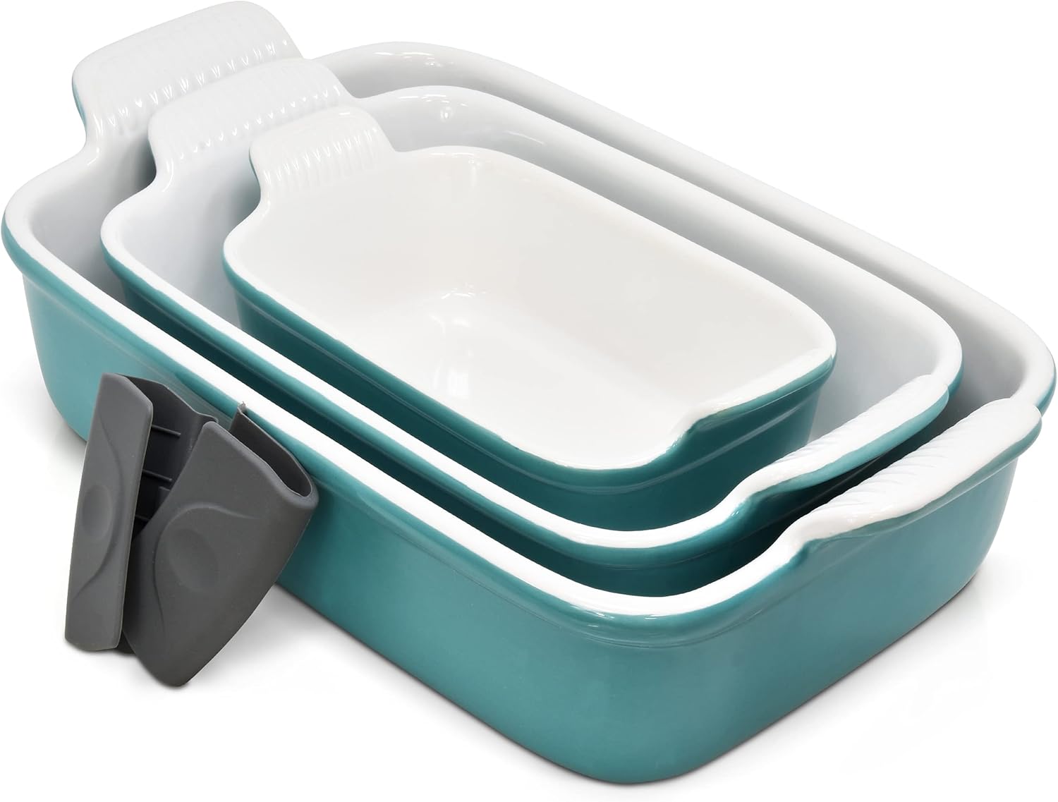 Ceramic Bakeware Set, Casserole Baking Dish Ceramic 3 Piece Rectangular Porcelain Bakeware Serving Dish Lasagna Pan Stoneware for Oven, Microwave