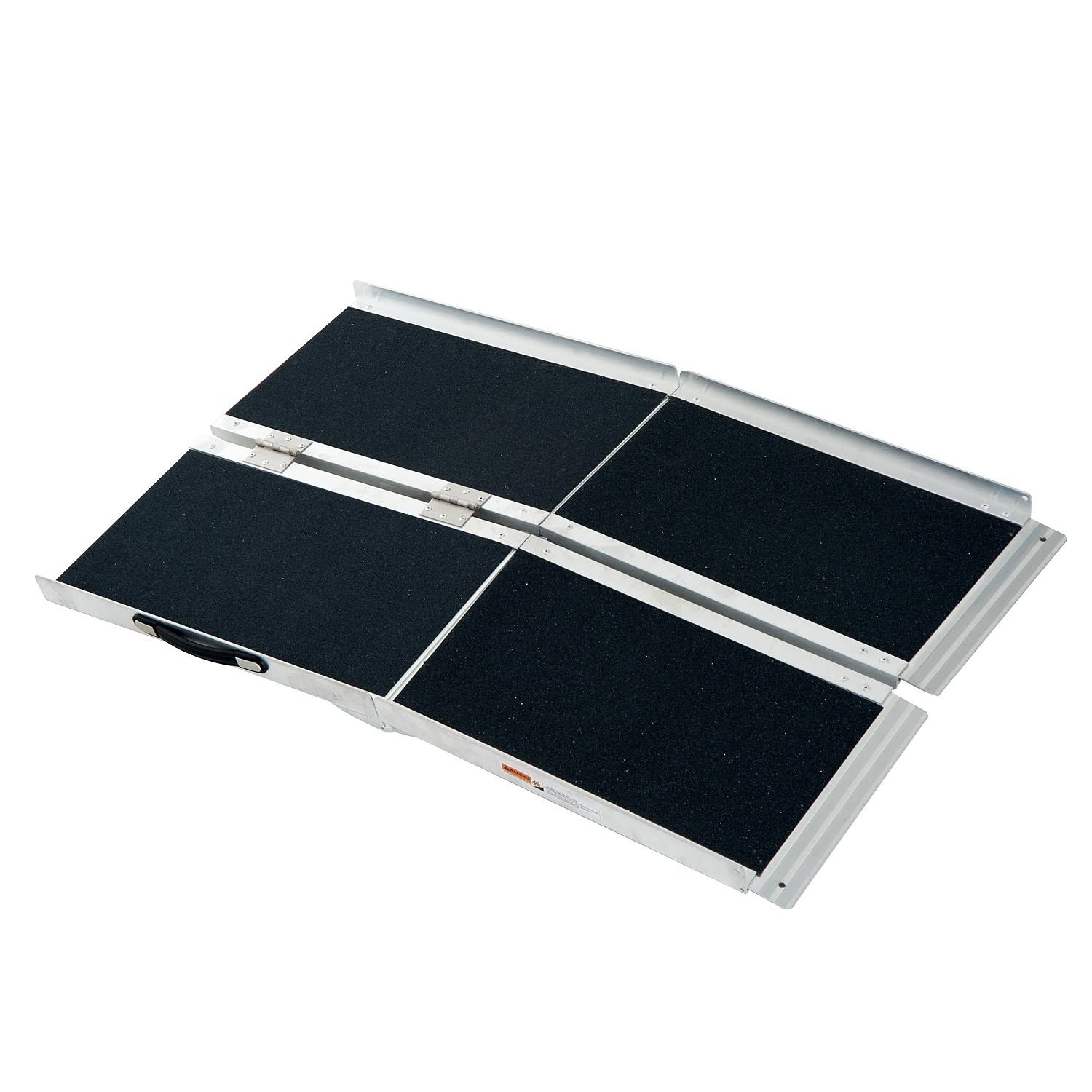 HOMCOM Lightweight Aluminum Portable Skidproof PVC Carpeted Folding Wheelchair Ramp, 4&