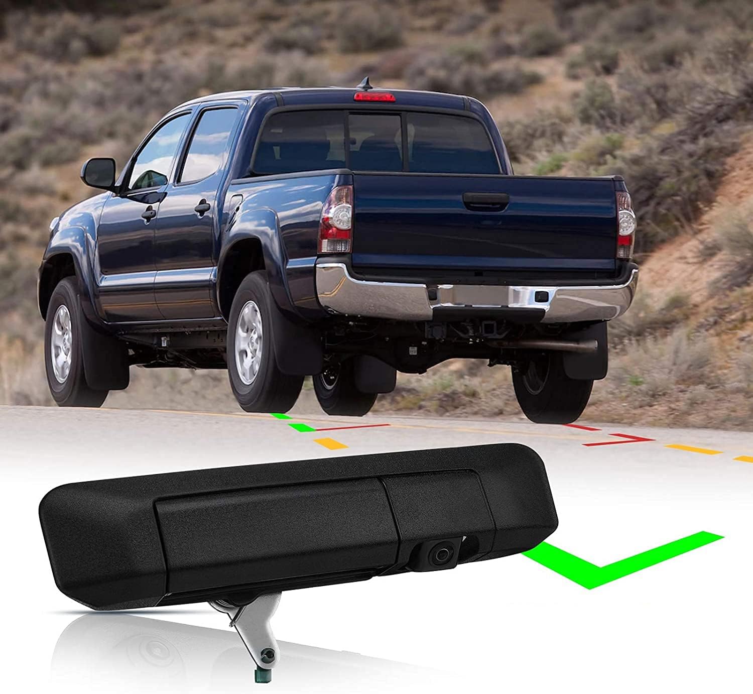Backup Camera Tailgate Handle Compatible with 2005-2015 Toyota Tacoma Rear View Reverse Camera Handle Tailgate Lock RCA Connector