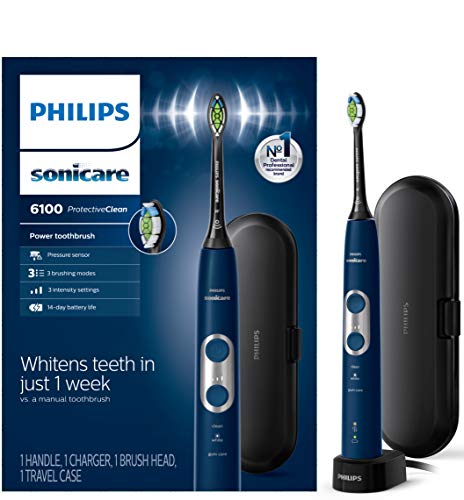 PHILIPS Sonicare ProtectiveClean 6100 Rechargeable Electric Toothbrush, with Pressure Sensor, 3 Cleaning Modes, SmarTimer and QuadPacer
