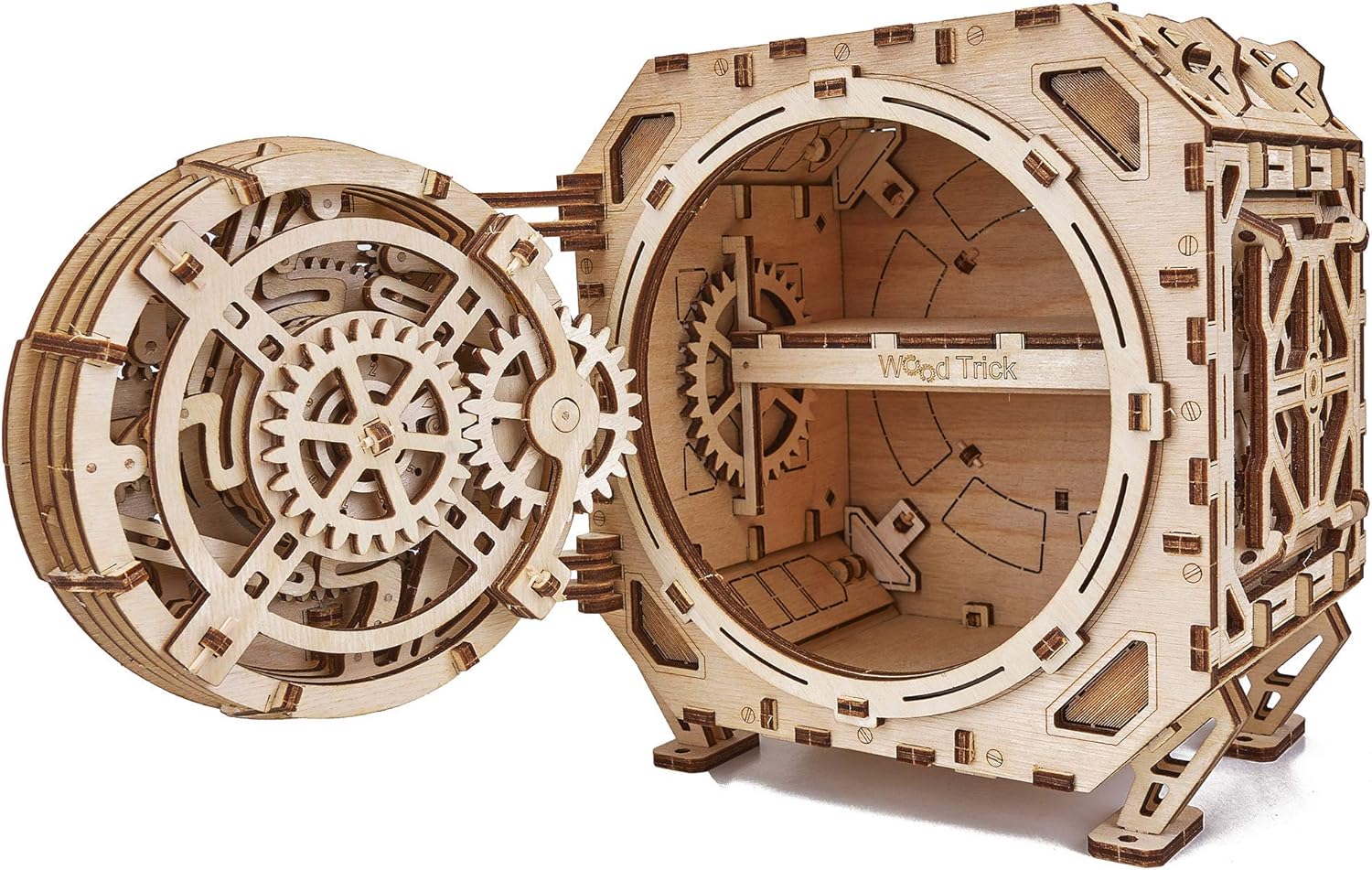 Wood Trick Safe Wooden Model Kit for Adults and Kids to Build - DIY Locker Puzzle Box with Combination - Mechanical - Store Your Precious Items