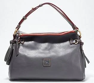 Dooney u0026 Bourke Medium Florentine Leather Zip Hobo ,Slate