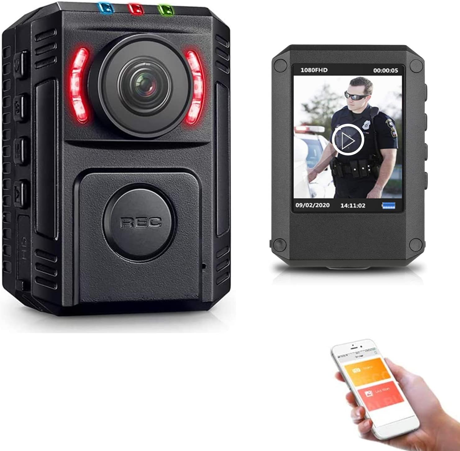 Body Camera, 1080P Surveillance Body Worn Cams Wireless Mini Portable Police Body Cameras with Night Vision