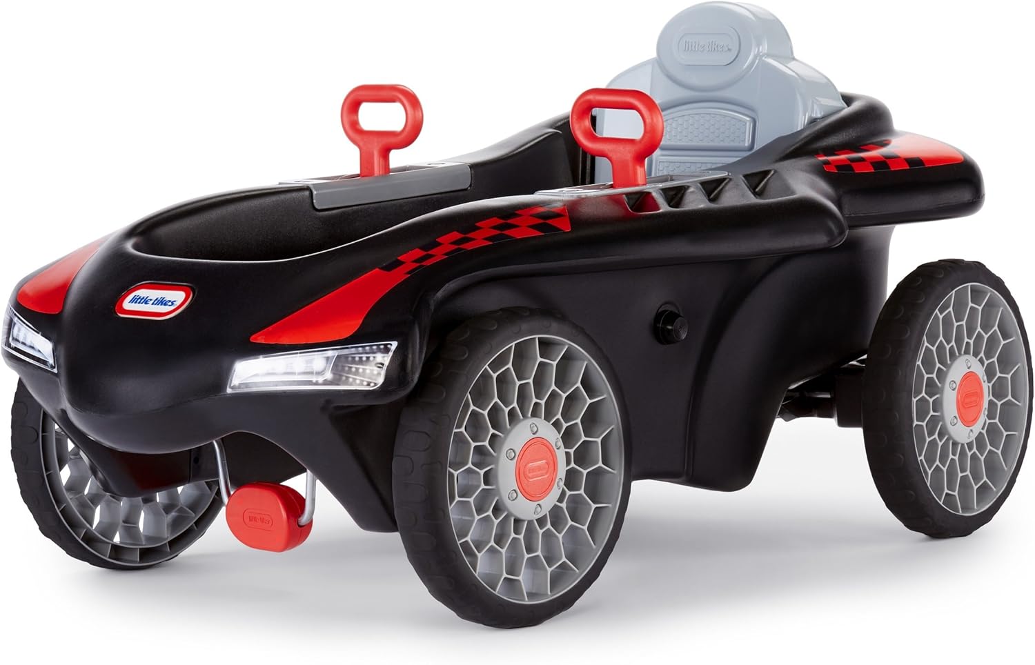 Little Tikes Jett Car Racer Black, Ride On Car with Adjustable Seat Back, Dual Handle Rear Wheel Steering, Racing Control, Kid Powered Fun
