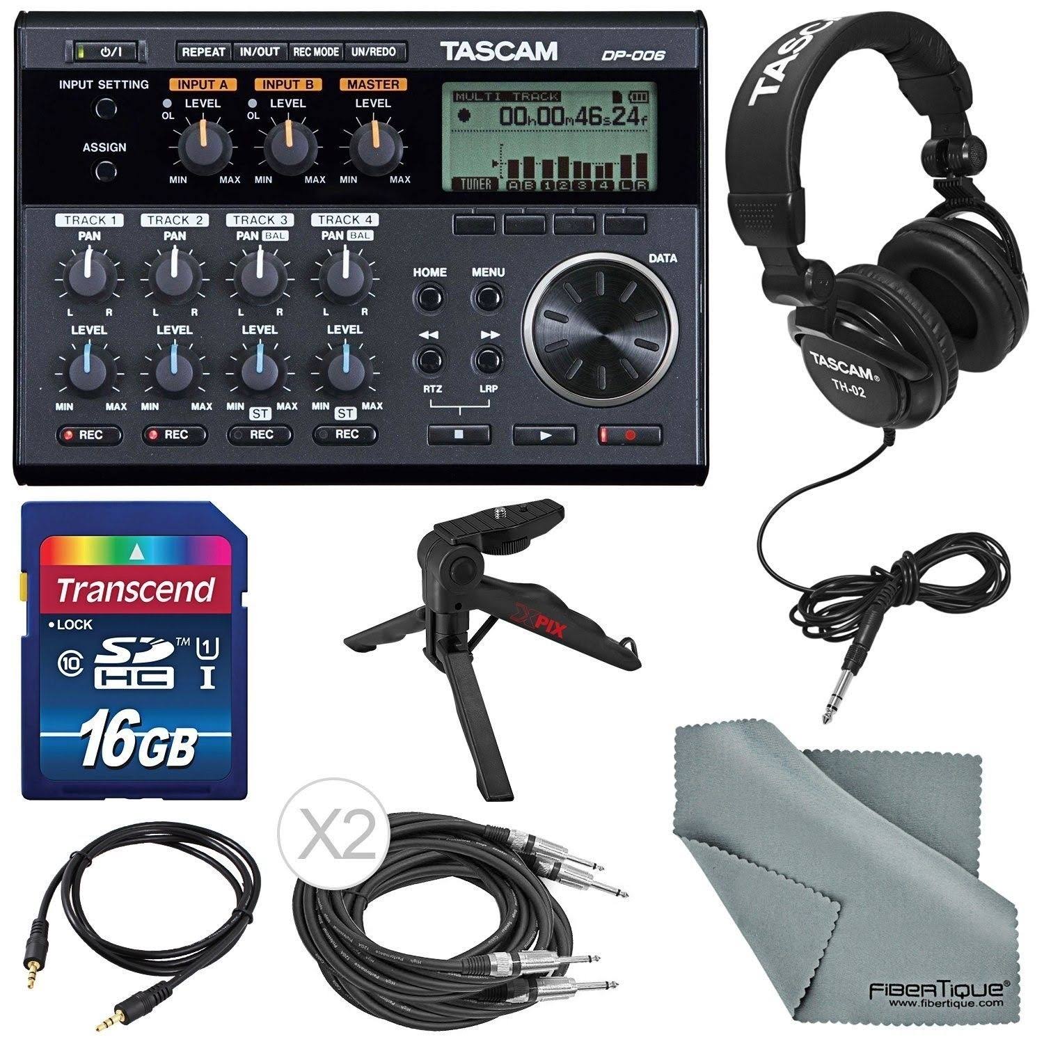 Tascam DP-006 6-Track Digital Pocketstudio and Deluxe Accessory Bundle