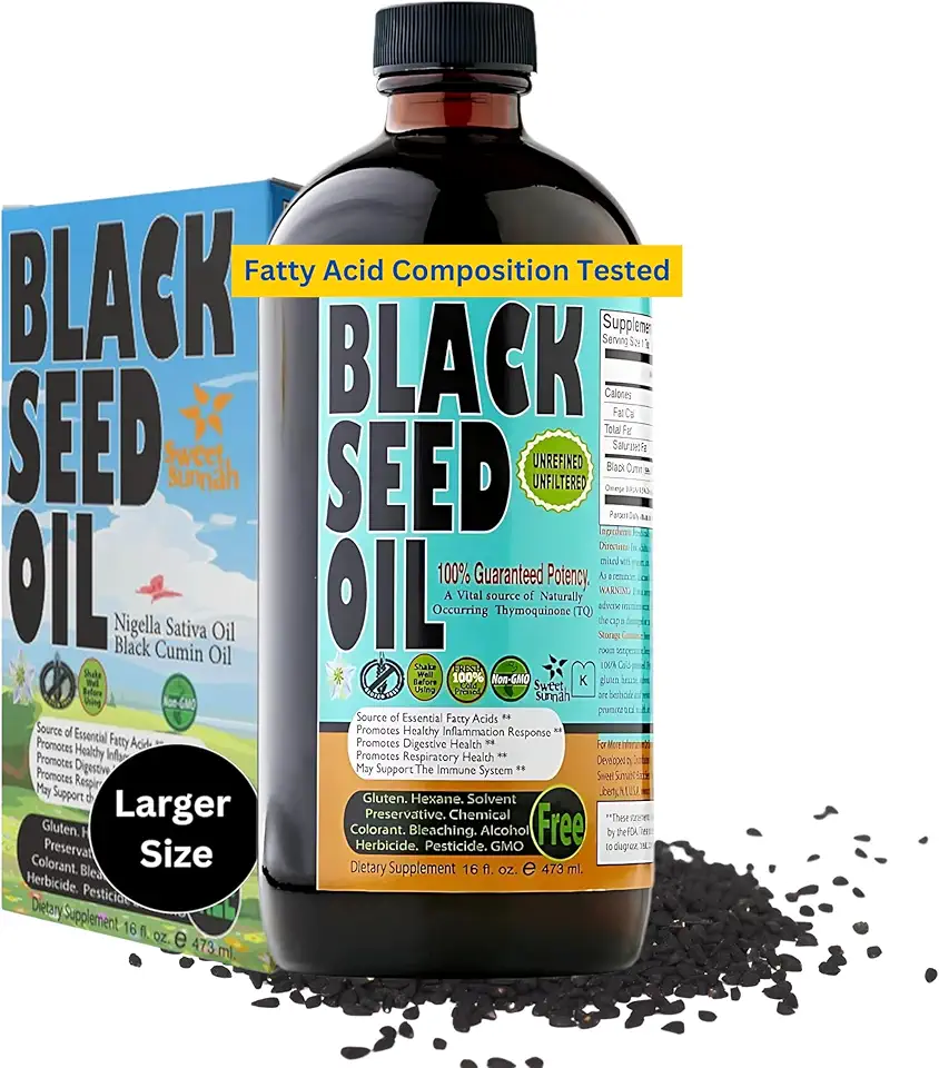 Premium Black Seed Oil Liquid 16 oz - Sugar Free 3 Month Supply Antioxidant Turkish Black Cumin Seed Oil