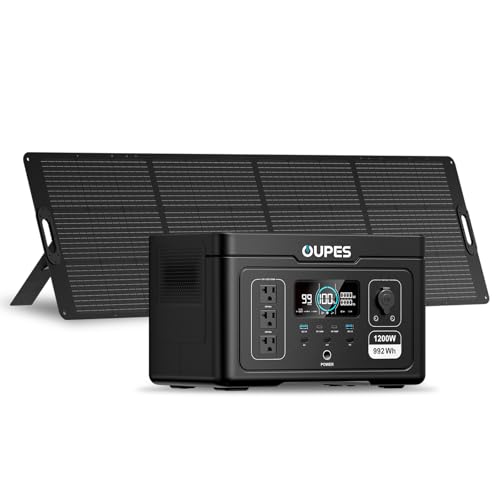 Oupes Exodus 1200 Portable Power Station 1200W (Surge 3600W), 992Wh LiFePO4 Solar Generator with Smart App Control, UPS, 140W USB-C