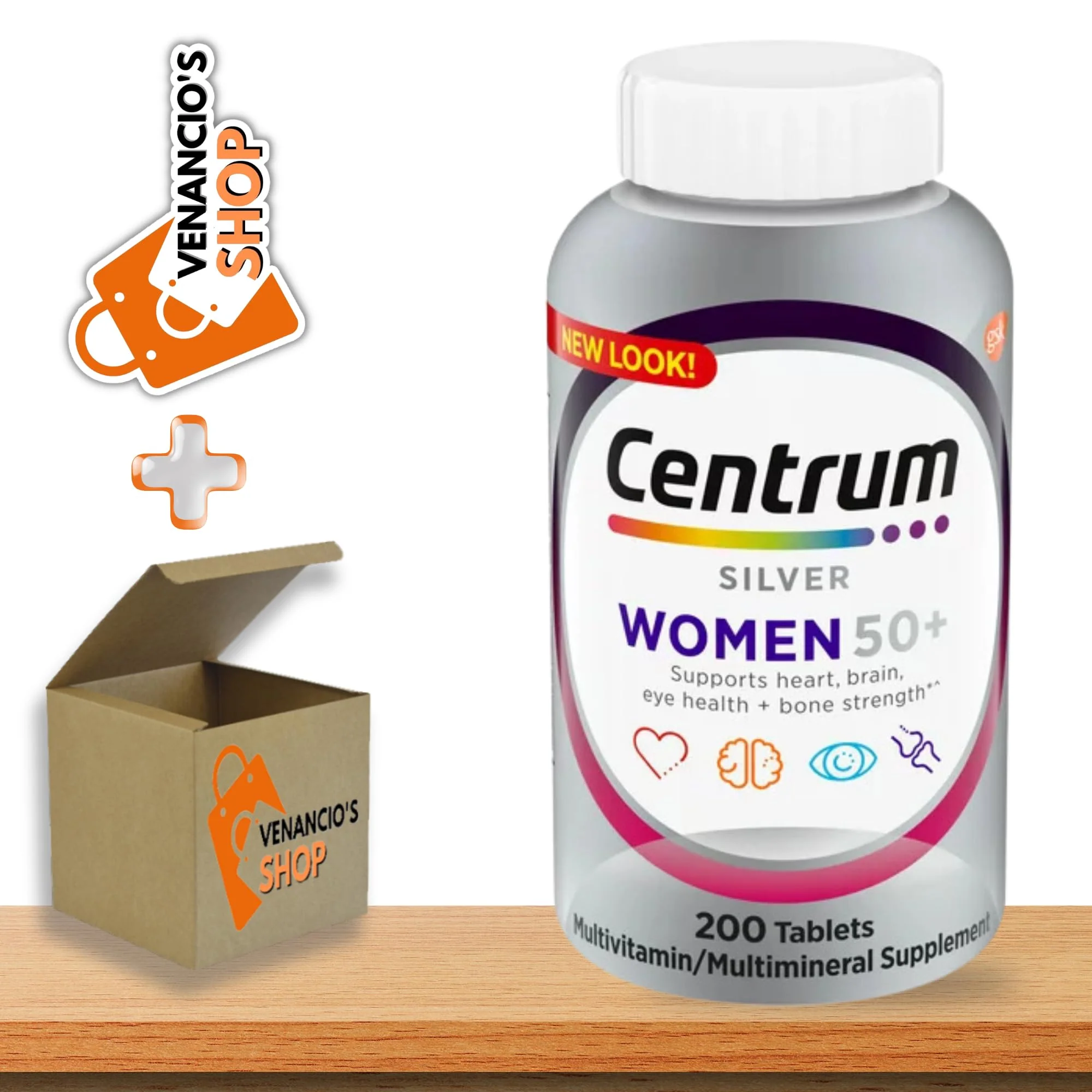 Centrum Silver Womens 50 Plus Vitamins, Multivitamin Supplement, 200 Count + Includes Venanciosfridge Sticker - Kansas Nuitrition - HNZSDS