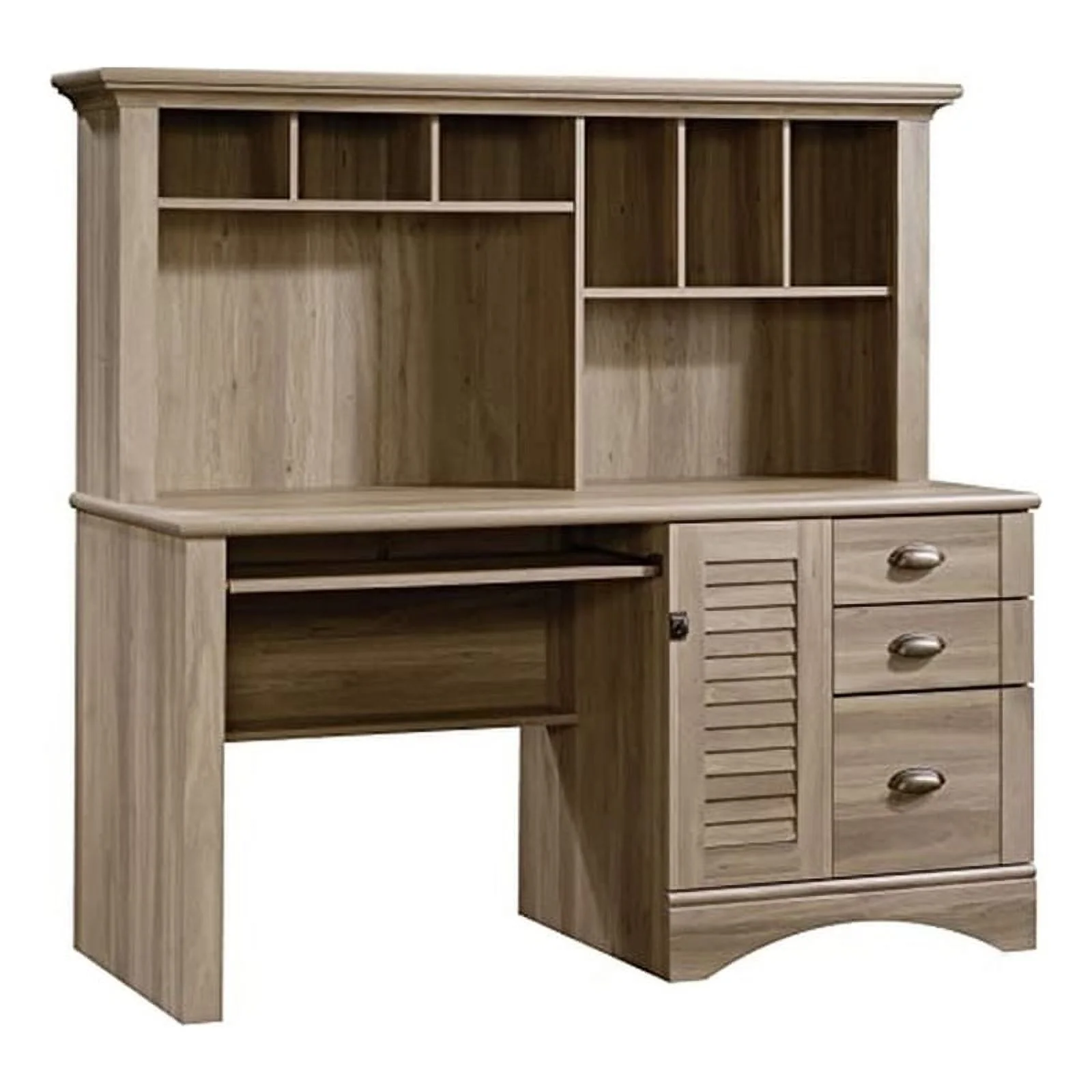Scranton &amp; Co Computer Desk with Hutch in Salt Oak Finish