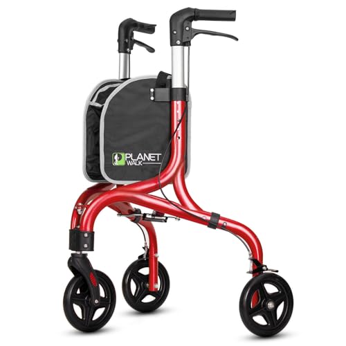Planetwalk Premium 3 Wheel Rollator Walker for Seniors - Ultra Lightweight Foldable Walker for Elderly, Aluminum Three Wheel Mobility Aid