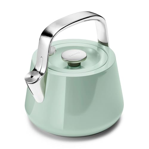 Caraway 2 Quart Whistling Tea Kettle - Durable Stainless Steel Tea Pot - Fast Boiling, Stovetop Agnostic - Non-Toxic, PTFE & PFOA Free