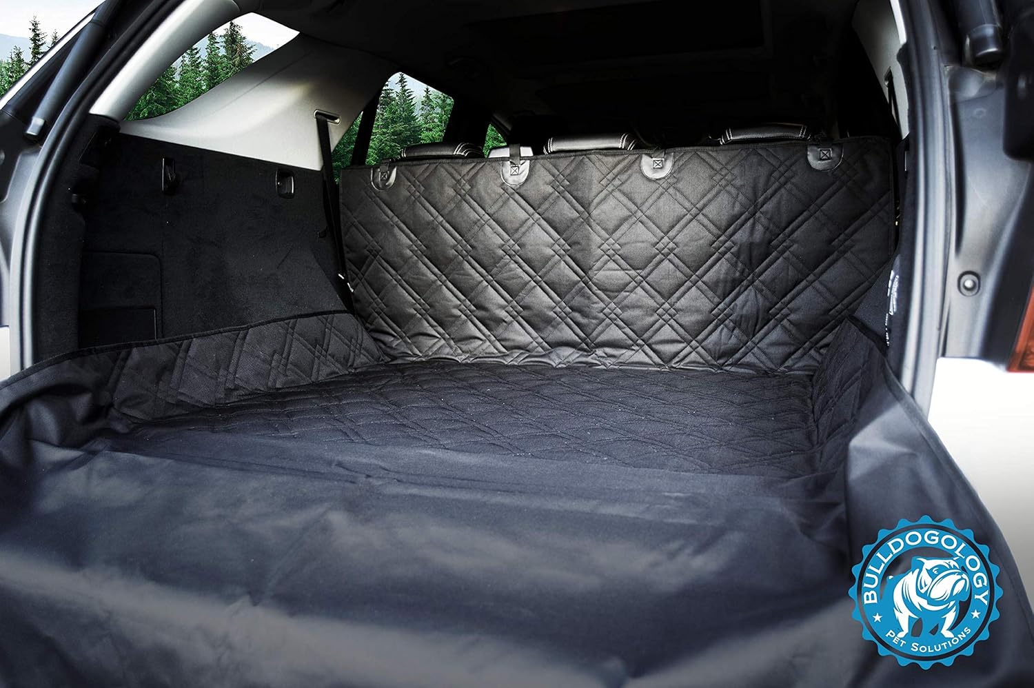 Bulldogology Premium SUV Cargo Liner Seat Cover for Dogs - Pet Trunk Cargo Cover Heavy Duty Durability, Waterproof, Nonslip Backing, Washable