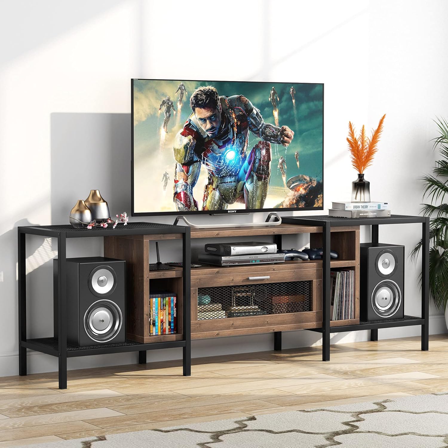 Tribesigns 75 Inch TV Stand for TVs Up to 85 inch, Console Table Entertainment Center with Storage Cabient and Shelves for Living Room