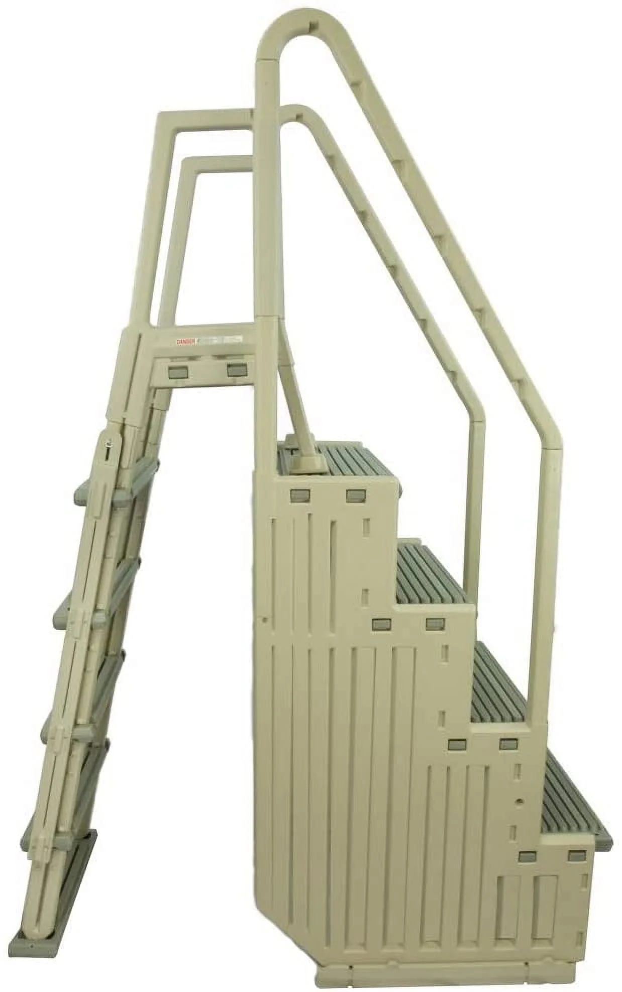 Confer Resin Swimming Pool Steps and Ladder - Warm Gray Frame with Gray Threads