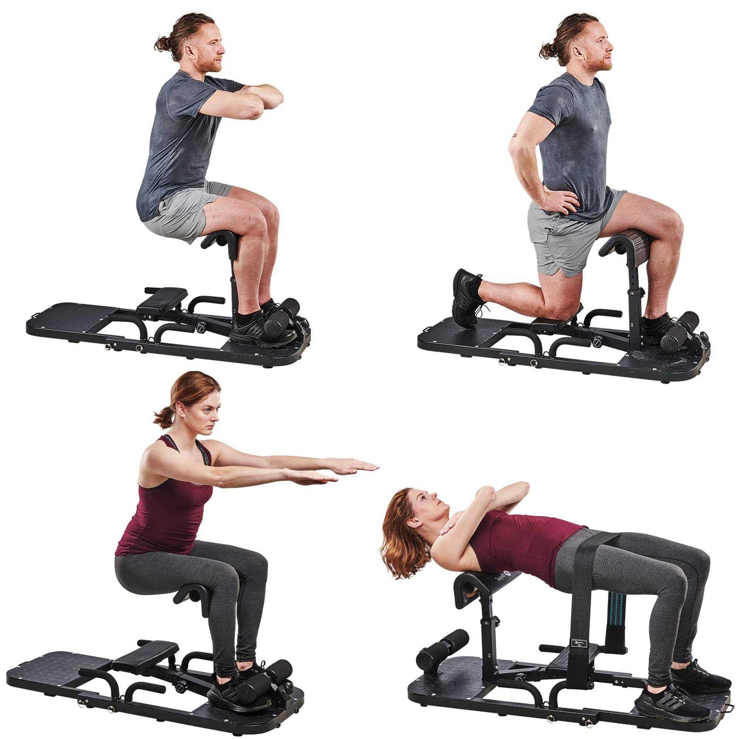 Lifepro Multipurpose Hip Thrust Machine Premium Squat &amp; Glutes Machine Workout Equipment for at Home Gym with Resistance Bands