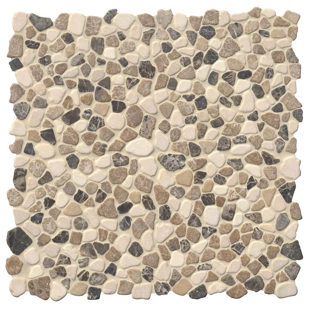 MSI Mix Marble Pebbles 11.42 in. x 11.42 in. x 10mm Textured Marble Mesh-Mounted Mosaic Tile (9.1 Sq. ft. / CASE)