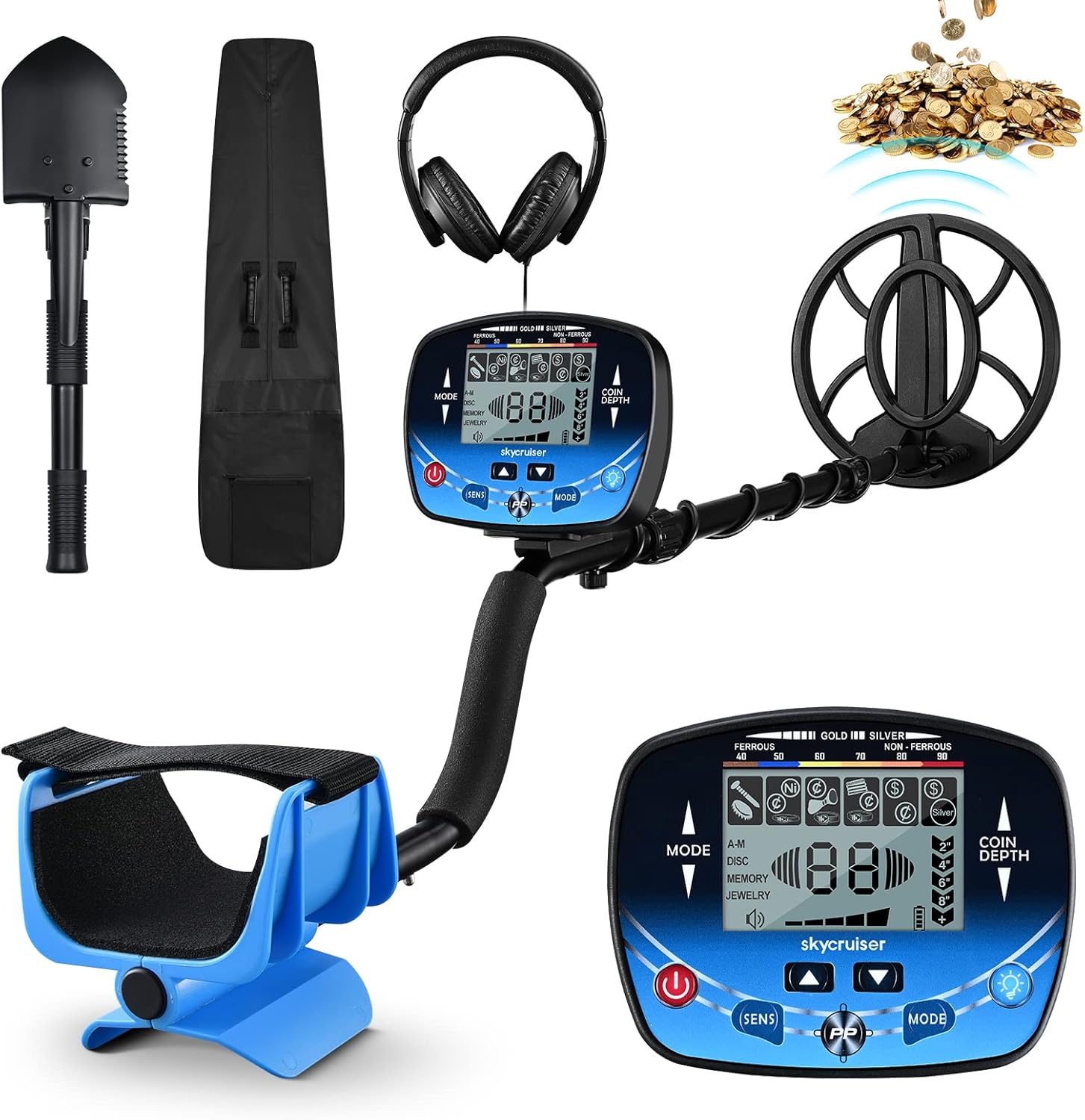 Metal Detector for Adults Waterproof, Professional Adjustable Gold Detector for Treasure Hunting, High Accuracy, Five Detection Modes