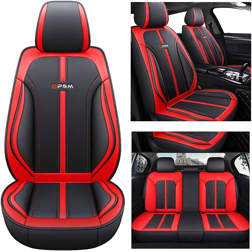 5-Seater Full Set Universal Type Suitable for Most Cars SUV Trucks Pickup Trucks Leather Car Seat Cushion(Black-Blue)