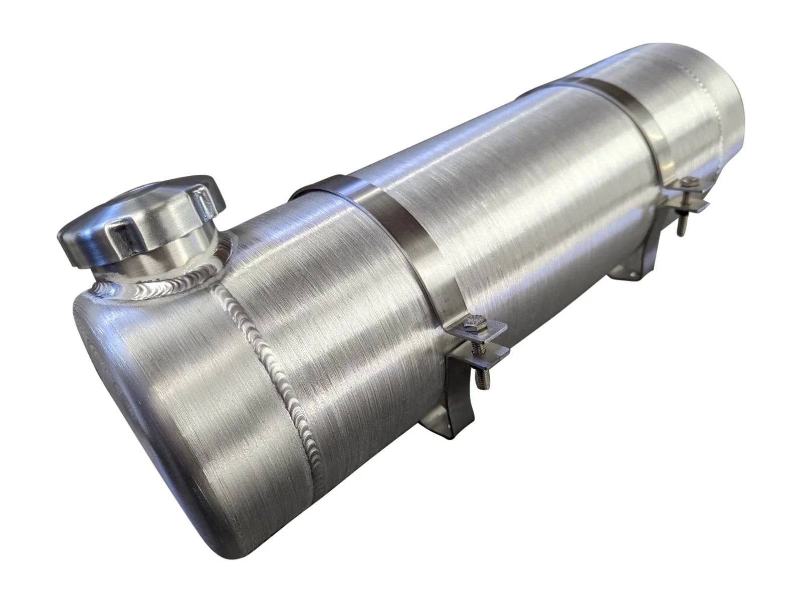6x14 End Fill Round Spun Aluminum Gas Tank - 1.4 Gallon - Riding Mower, Golf Kart