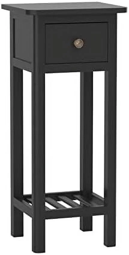 HJZUINIUNIU Narrow Side Table  Small End Table for Small Spaces  Farmhouse Acacia Wood Slim Side Table  Small Bedside Tables Thin Nightstand w/Drawer