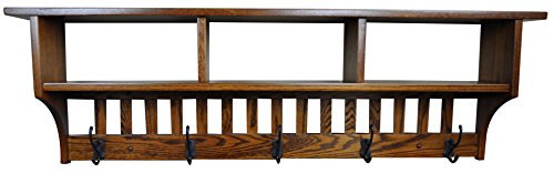 Wall Mounted Coat Rack with Cubbies – Mission Style Cubby Coat Hanger – Entryway Organizer with Hooks – Rustic Farmhouse Mounted Wall Shelf Rack (4