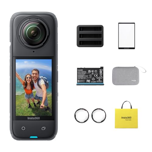 Insta360 X4 Standard Bundle - Waterproof 8K 360 Action Camera, 4K Wide-Angle Video, Invisible Selfie Stick Effect, Removable Lens Guards