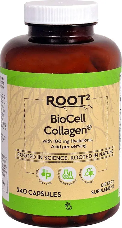 Vitacost ROOT2 BioCell Collagen With Hyaluronic Acid -- 100 Milligram Per Serving - 240 Capsules - Kansas Nuitrition - HNZSDS