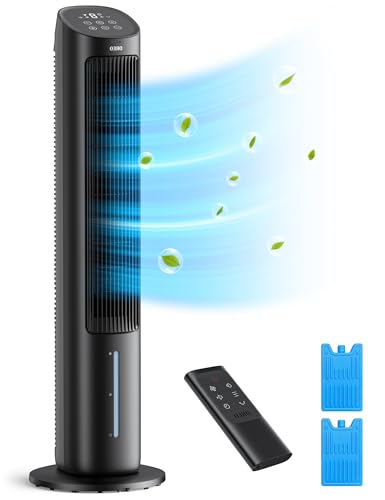 Dreo Cooling Fans That Blow Cold Air, 40" Evaporative Air Cooler, 2023 Upgrade Tower Fan for Bedroom with 80° Oscillating, Ice Packs, Remote Control