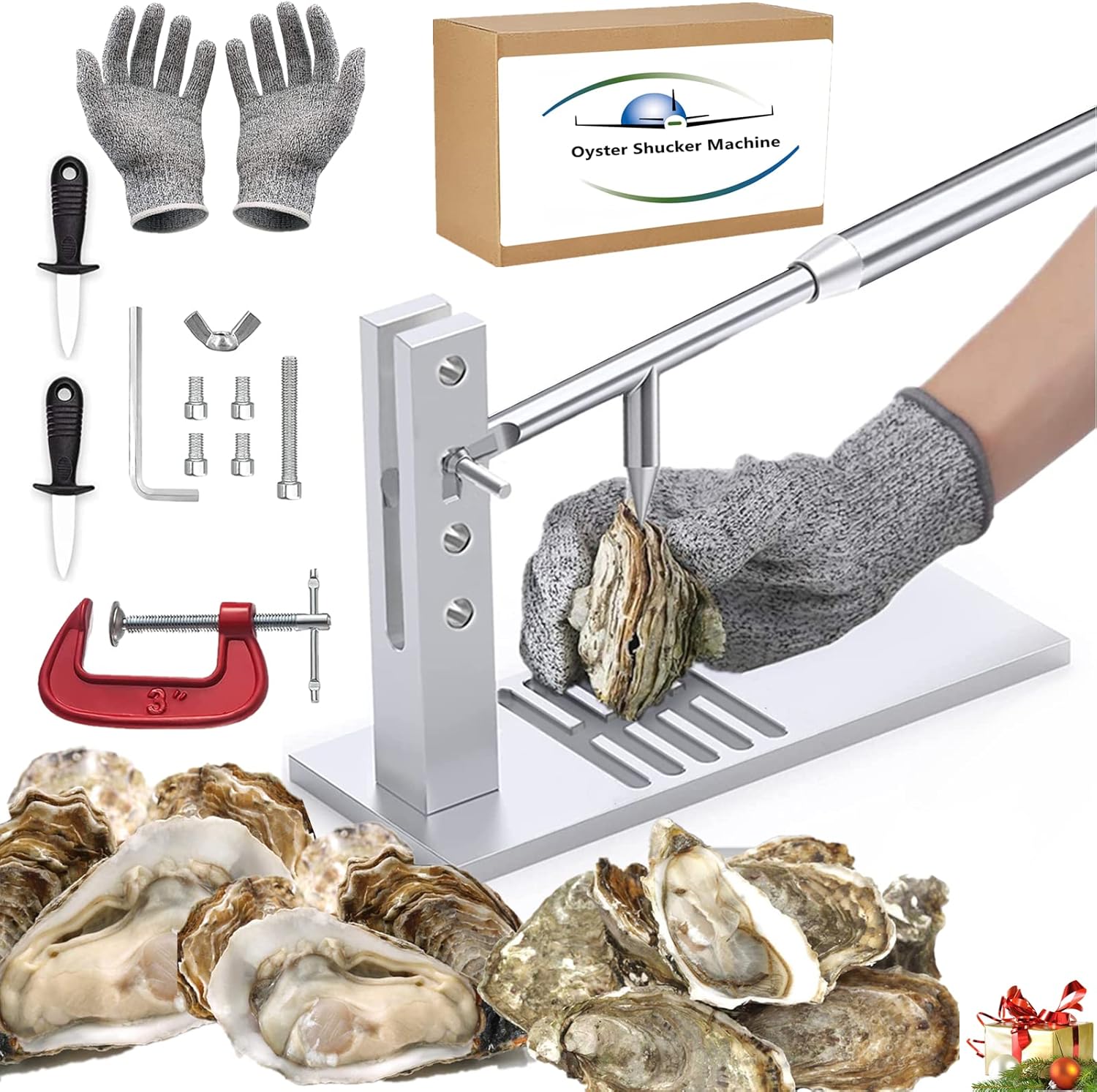 Oyster Shucker Machine Stainless Steel Oyster Shucker Tool Set Oyster Clam Shucking Kit Oyster Clam Opener Machine Oyster Sheller Practical Tool For