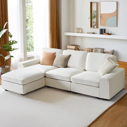101" L Shaped Couch Modular Sectional Sofa with Storage Ottoman Chaise, Modern Modular Sofa, Comfy Sectional Couches for Living Room Apartment