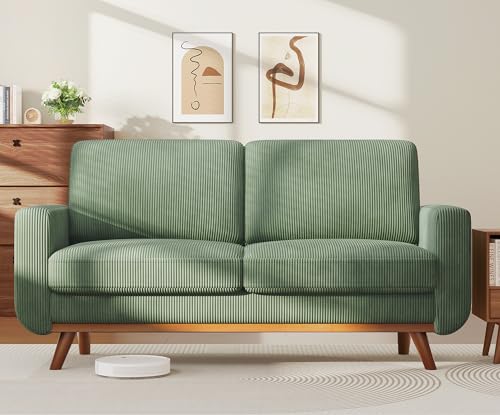 Vesgantti 68" Loveseat Sofa Green, Comfy Corduroy Couch with Spring Cushion, Sofa Couch with Solid Wood, Modern Couch with Deep Seat