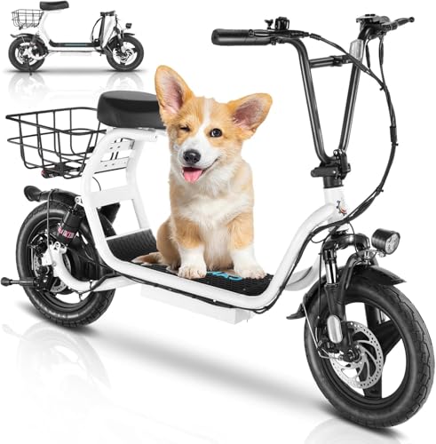 Caroma 500W/800W/1200W Electric Scooter with Seat, 14" Fat Tire Electric Scooter Adults, Max 15/25/30Miles Ranges, Top Speed 20mph