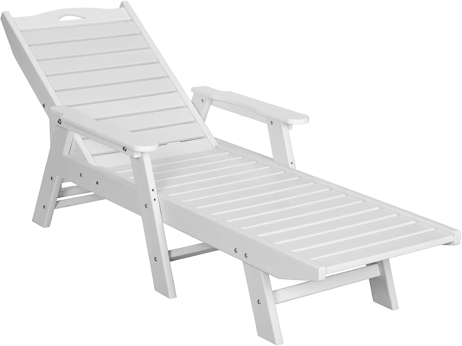 NALONE Chaise Lounge Outdoor with 5-Position Adjustable Backrest, HDPE Lounge Chair for Outside Supports Up to 400 LBS