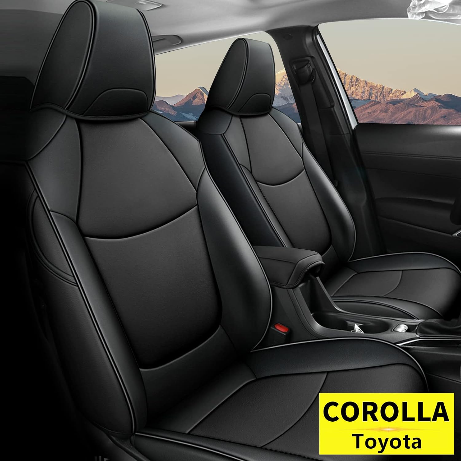 AOMSAZTO Custom Fit for Toyota 2020 2021 2022 Corolla Faux Leather Car Seat Covers Full Set Compatible Airbag Corolla Seat Protector Black (2020 2021