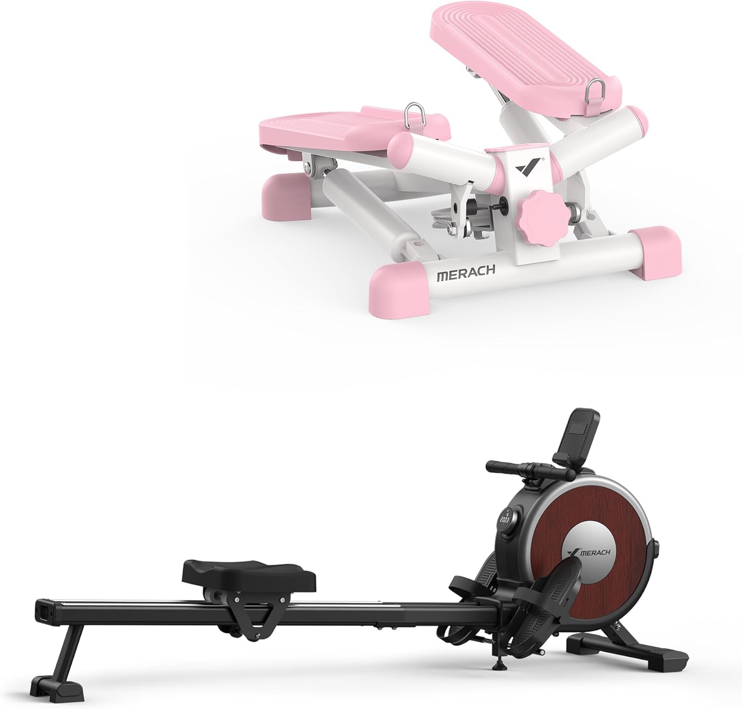 MERACH Mini Stepper for Exercise, Twist Stair Stepper 330LBS Capacity, Stepper Exercise Equipment with Resistance Bands for Full Body Workout
