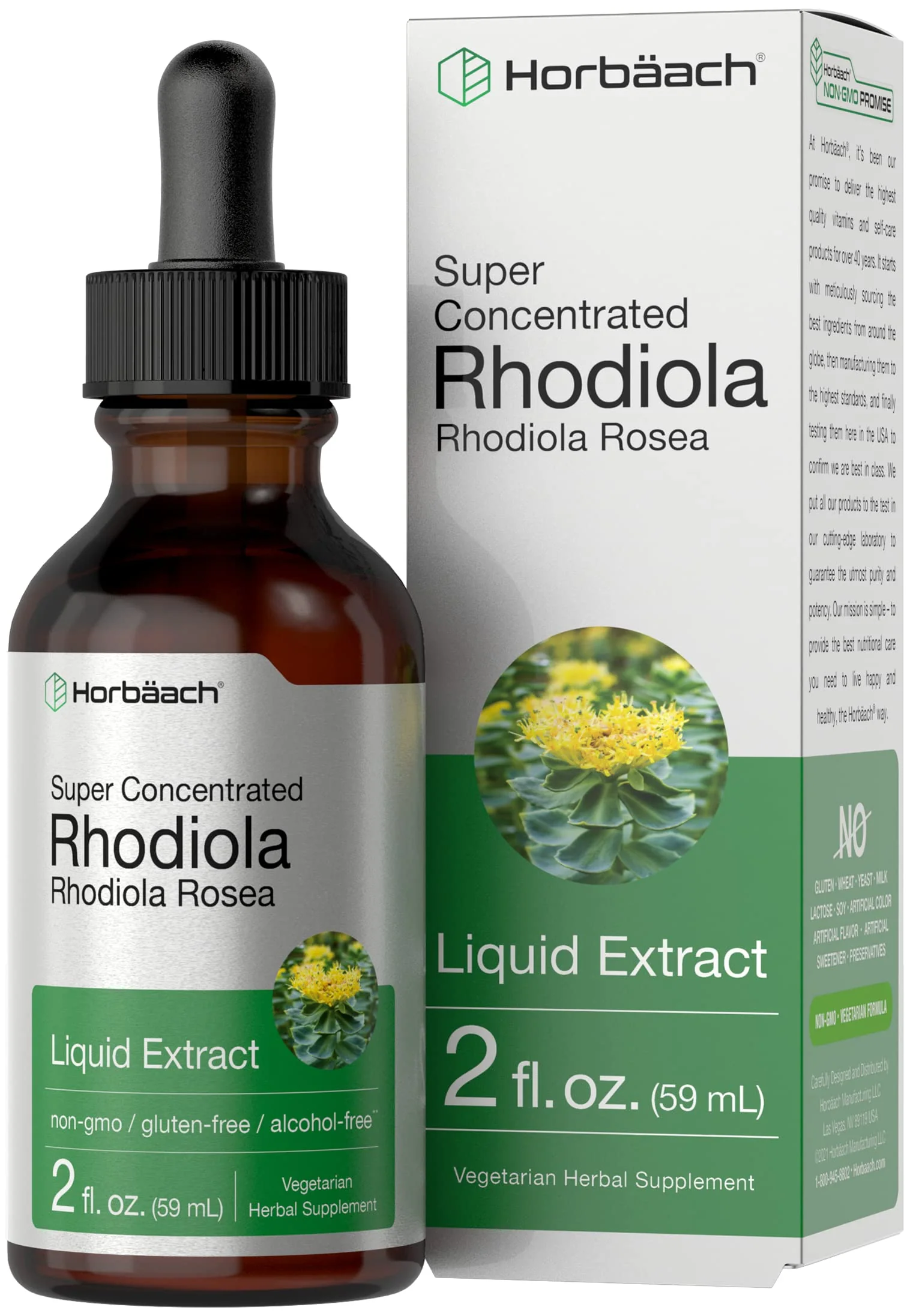 Horb?ach Rhodiola Rosea Tincture | 2 fl oz | Alcohol Free Extract | Super Concentrated Rhodiola Root Liquid Supplement | Vegetarian, Non-GMO