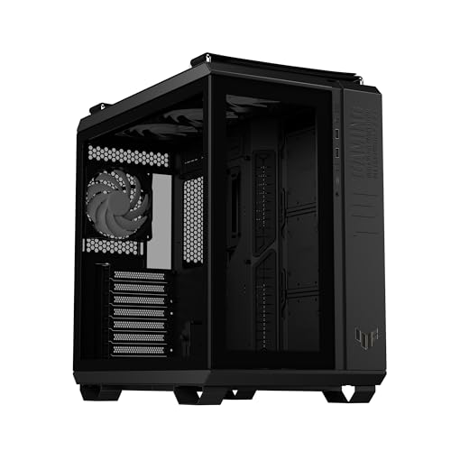 ASUS TUF Gaming GT502 Plus TG ARGB Black Gaming PC Case, Mid ATX, Dual Camera, Toolless Side Panels, USB 3.2 Gen2 Type-C, 4 Pre-Installed ARGB Fans