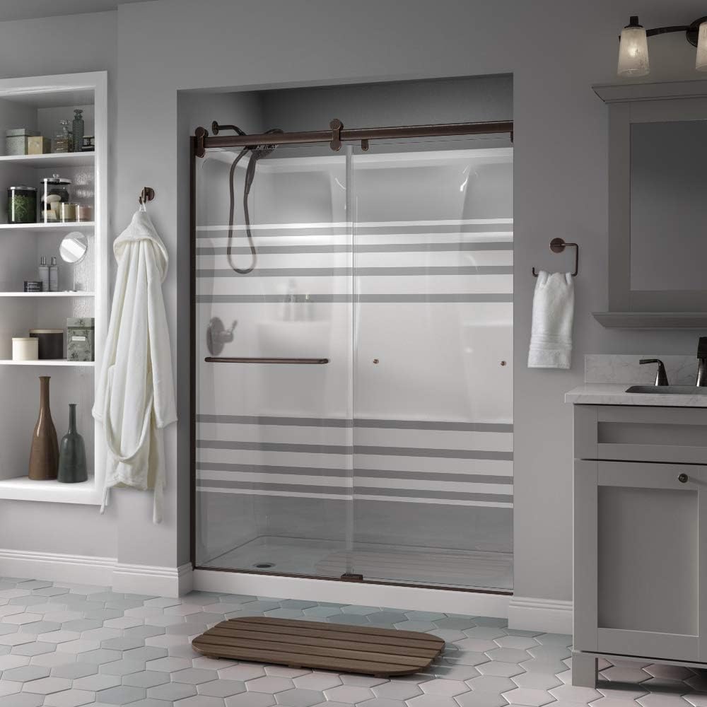 Delta Shower Doors SD3172704 Windemere Semi-Frameless Contemporary Sliding Door 60in.x71in., Nickel Track
