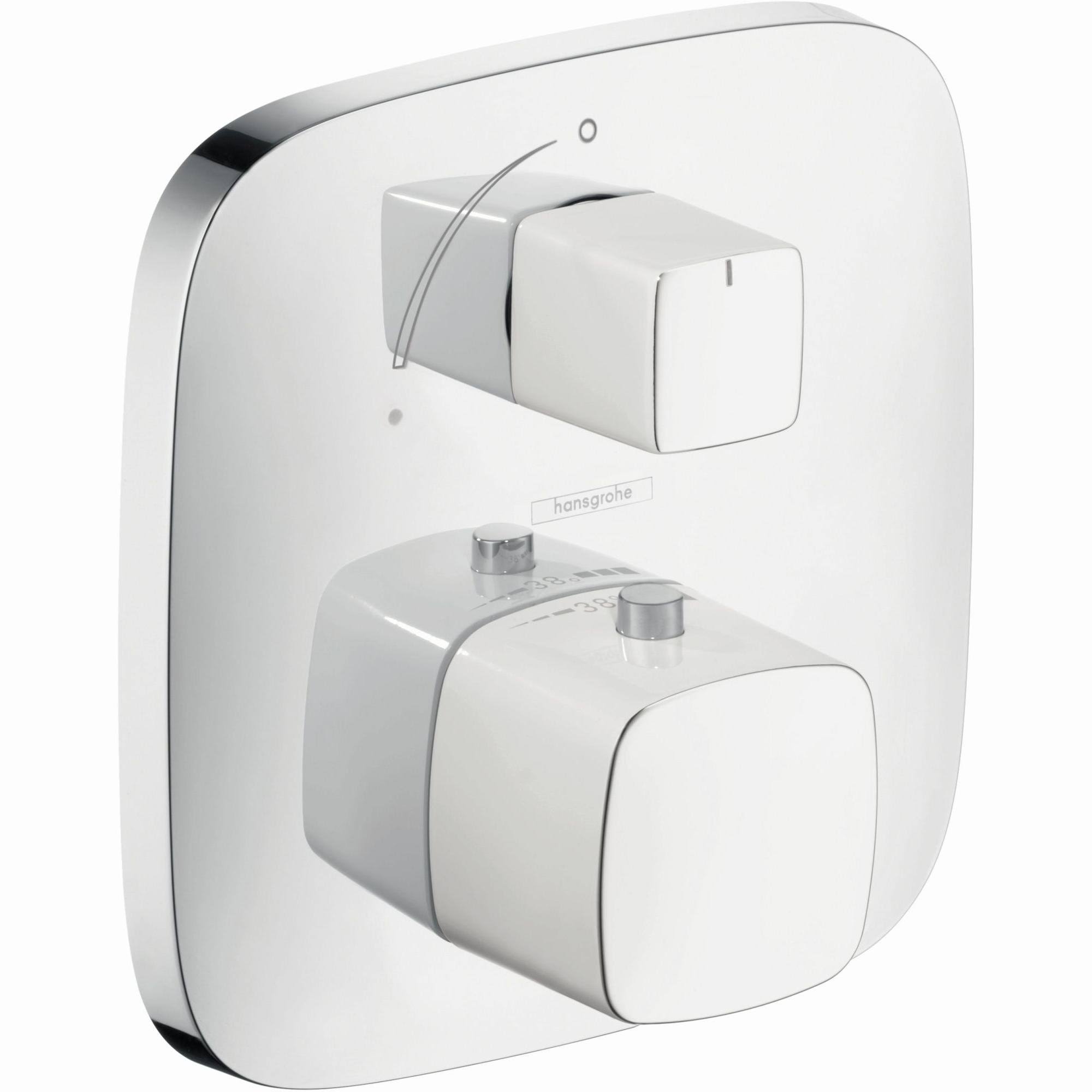 Hansgrohe 15775401 Puravida Thermostatic Trim with Volume Control - White/Chrome