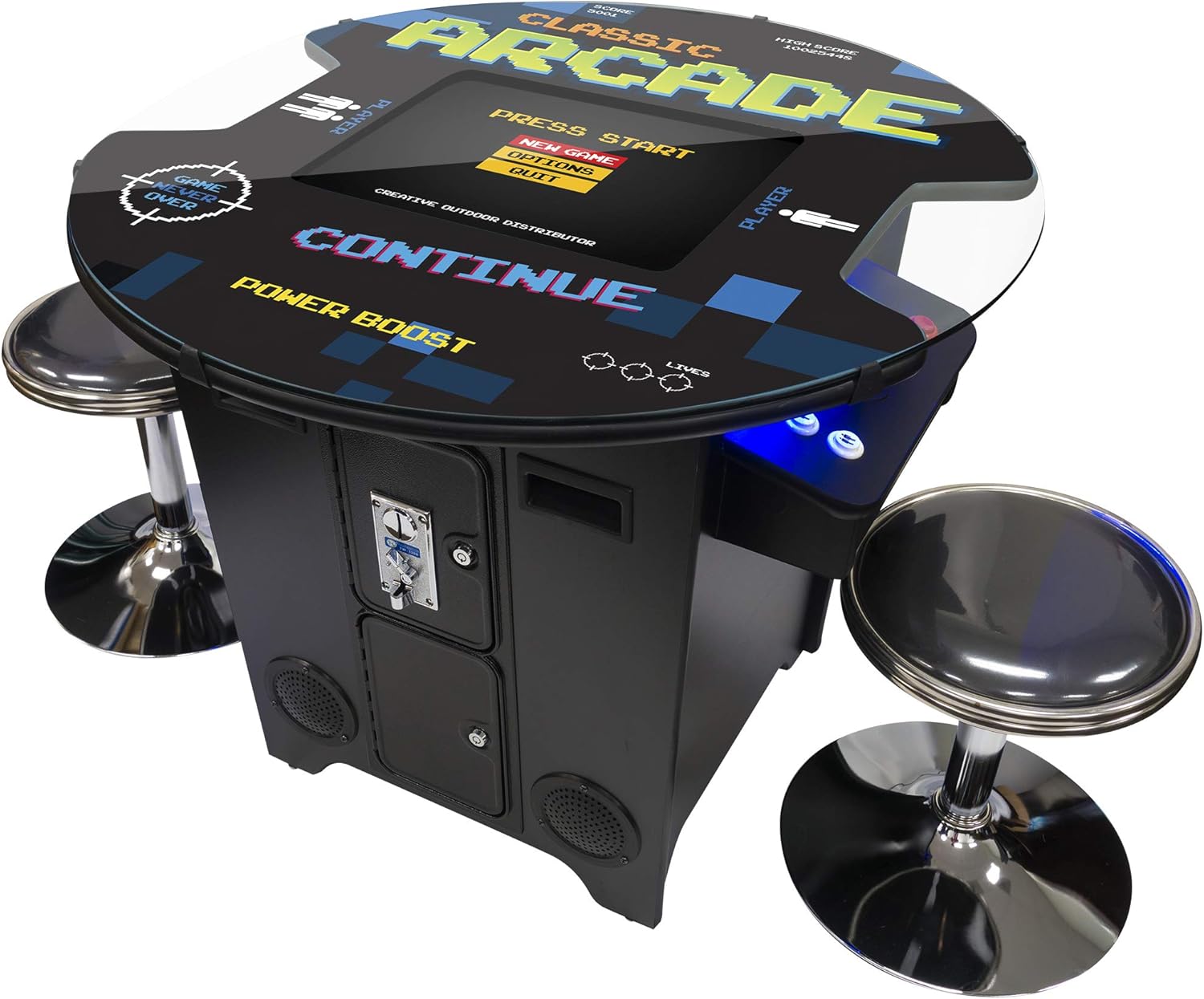 Creative Arcades Full Size Commercial Grade Cocktail Arcade Table Machine | 2 Player | 412 Games | 22 LCD Screen | Round Glass Top | 2 Sanwa