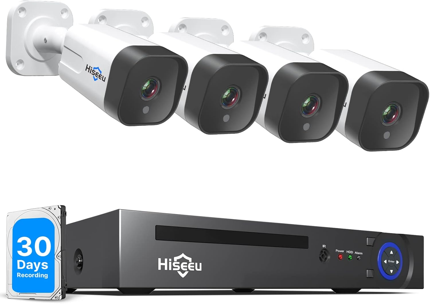Hiseeu 5MP PoE Security Camera System,8PCS 5MP IP Security Camera for Indoor Outdoor,with 3TB Hard Drive,Face/Human Detect,2-Way Audio Support
