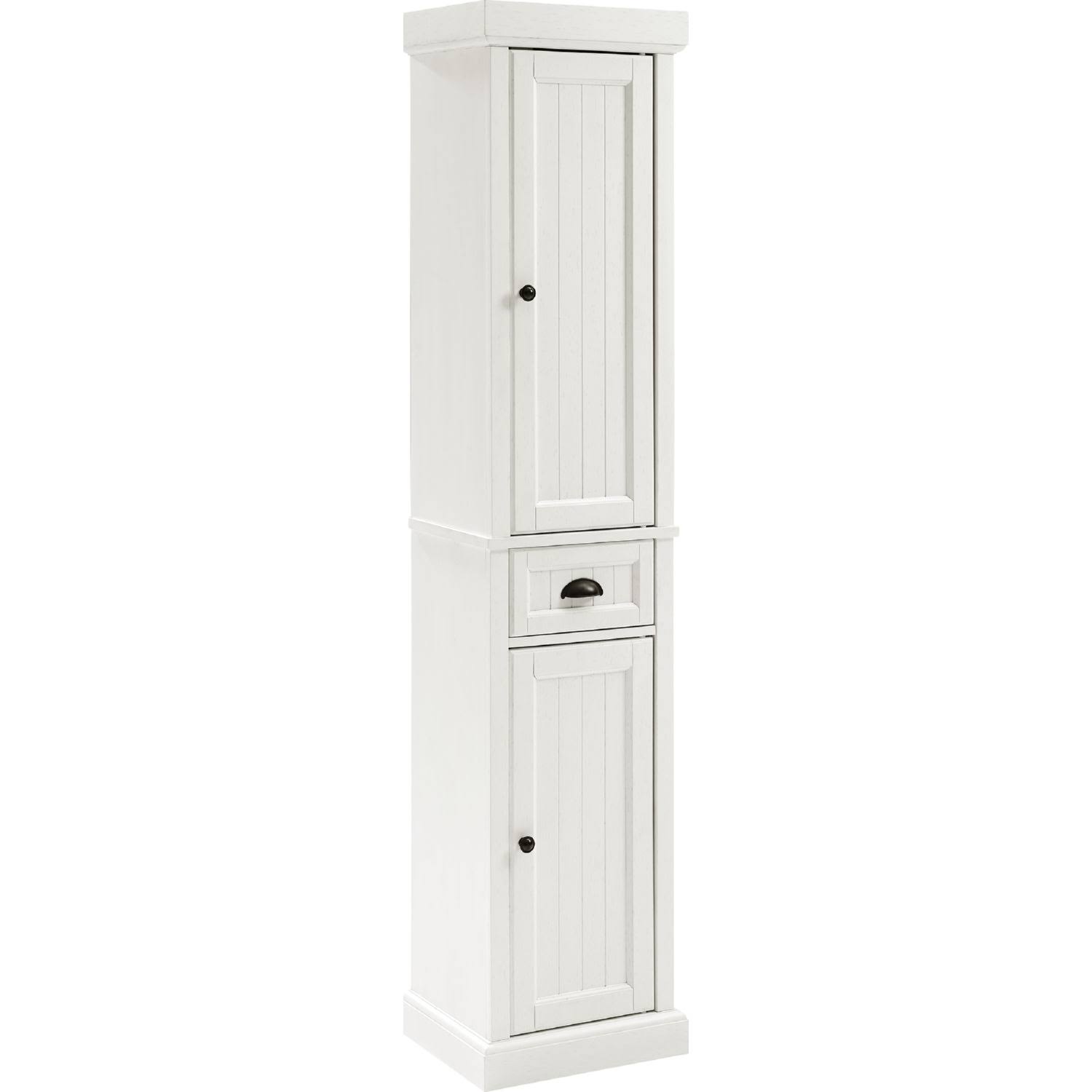 Crosley Seaside Tall Linen Cabinet Distressed White