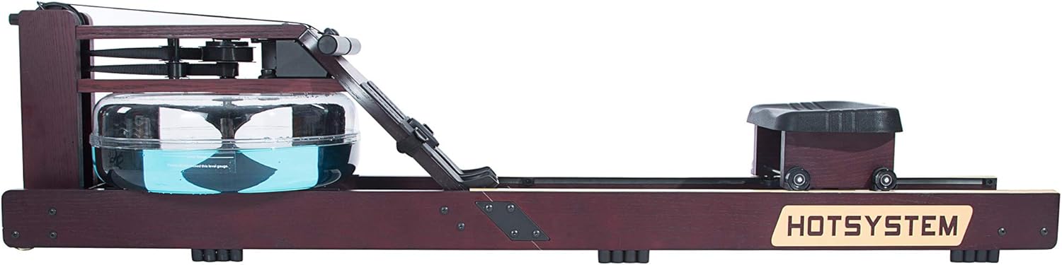 HOTSYSTEM Water Rowing Machine for Home Use, Water Adjustable Resistance Wood Rower with LED Moniter for Whole Body Exercise Indoor Cardio Training
