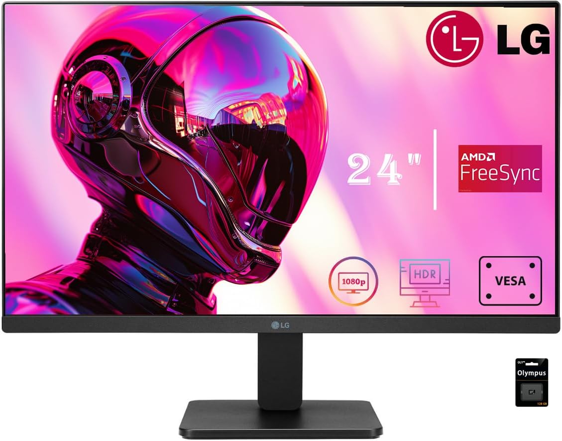 LG 24" FHD - Gaming Office Monitor - IPS 3-Side Borderless -100Hz - AMD FreeSync - 99% sRGB - 100 x 100 mm VESA Mountable