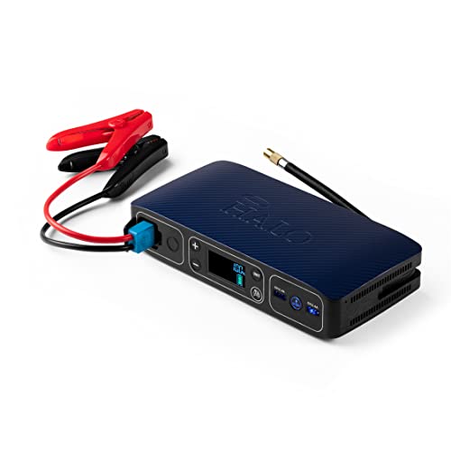Halo Automotive Bolt Air 58830 mWh Portable Emergency Power Kit with Tire Pump, 4 Interchangeable Air Nozzles, Extra Accessory Kit, Car Jump Starter
